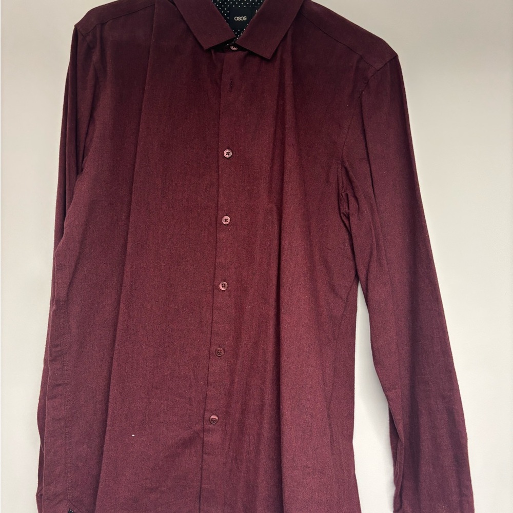 ASOS Deep Red Casual Button Down Shirt